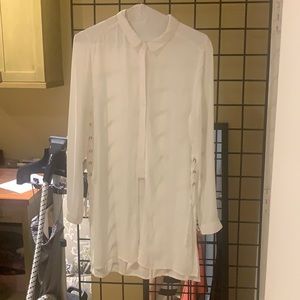 LF Millou brand white button down shirt/coverup